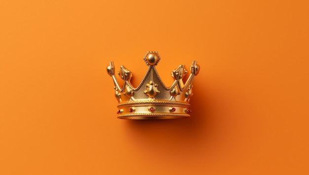 明るいオレンジ色の背景に金の王冠。