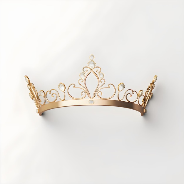 A gold crown is hanging on a wall.