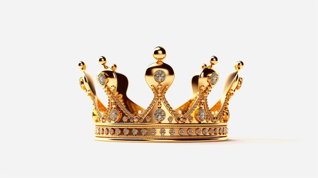 黄金の王冠は白い背景に隔離され人工知能を生成する