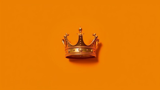 A gold crown on an orange background