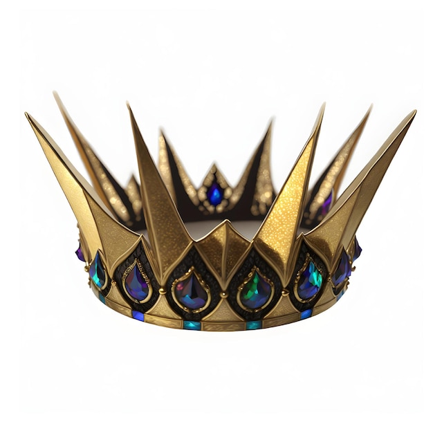 Photo a gold crown with blue stones and a diamond on the front.