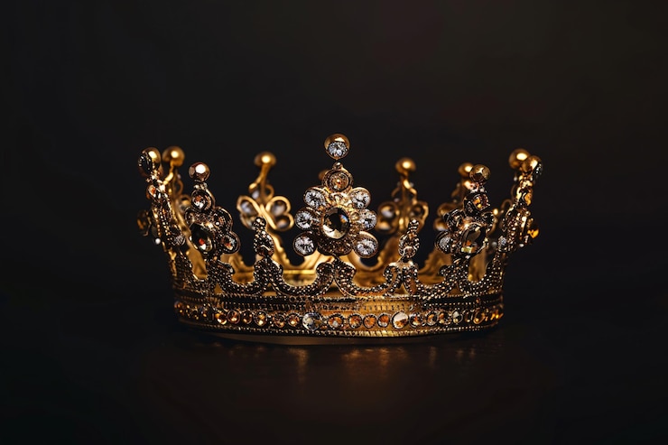 Photo a gold crown with diamonds