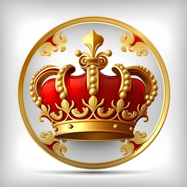 Photo a gold crown with gold trim and a red crown in a circle.