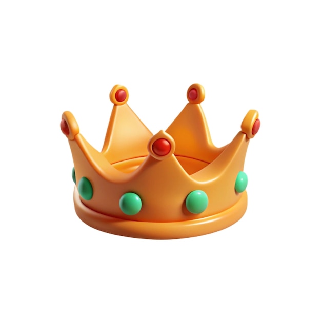 a gold crown with green and blue dots on it