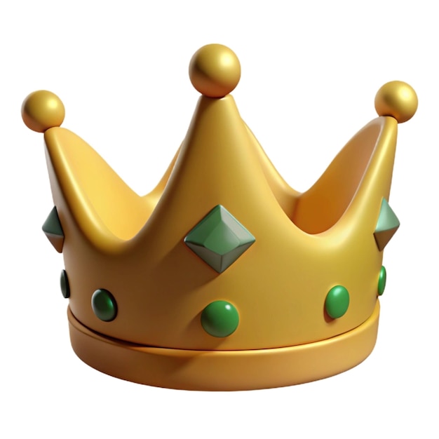 a gold crown with green diamonds on it