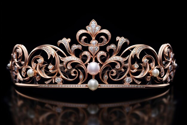 a gold crown with a pearl on it