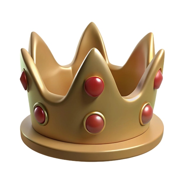 a gold crown with red balls on it