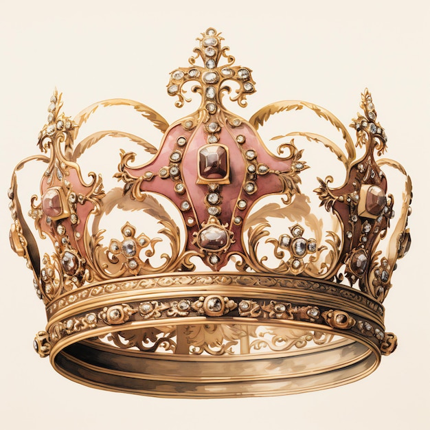 a gold crown with a red crown on it