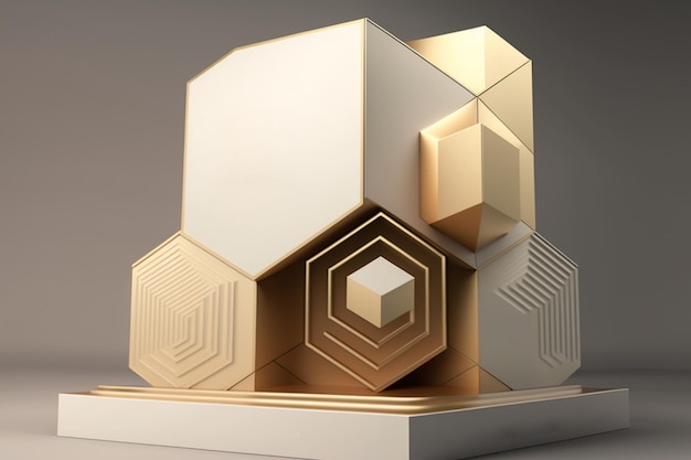 A gold cubes with the word cubes on it