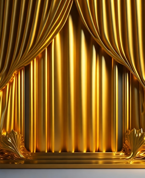 Gold curtains in a theater