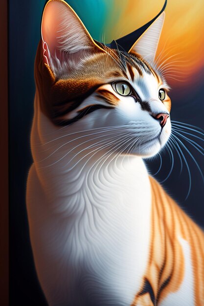 Золотая милая кошка Китти Цифровая художественная печать