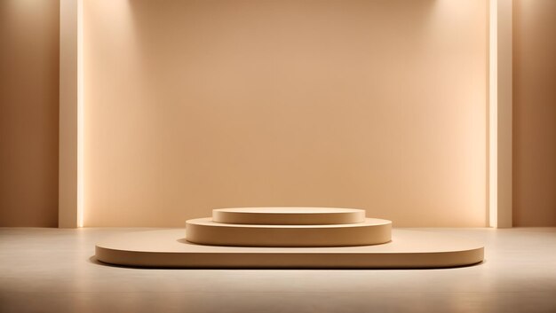 Photo gold dark podium with gentle luxurious lighting 3d shape product display presentation minimal wall