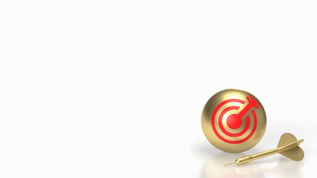 The gold dart and target ball or Business concept 3d rendering