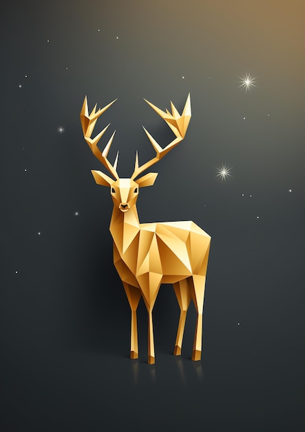 a gold deer with antlers