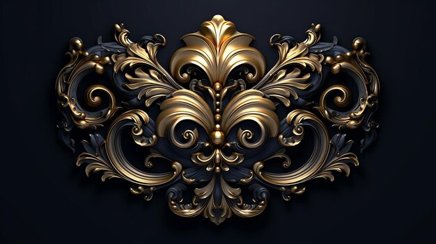 a gold design on a black background