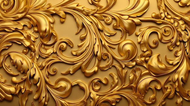 Photo a gold design on a wall with a gold background.