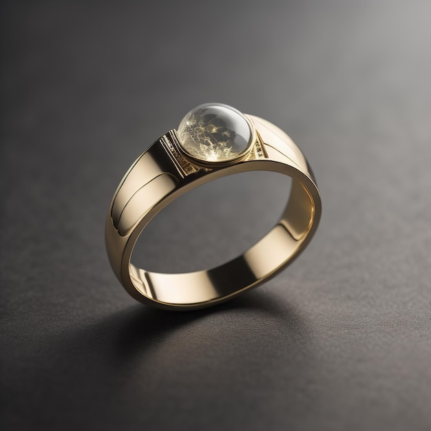 Gold Diamond Ring With Moon