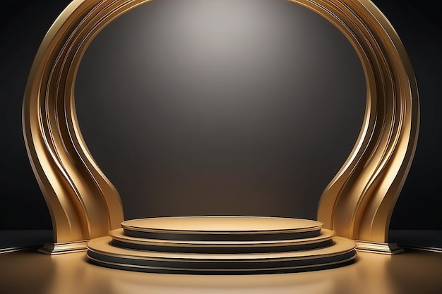 Gold display background with empty podium