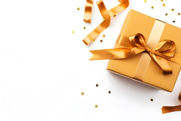 Gold Diwali gift box with ribbon