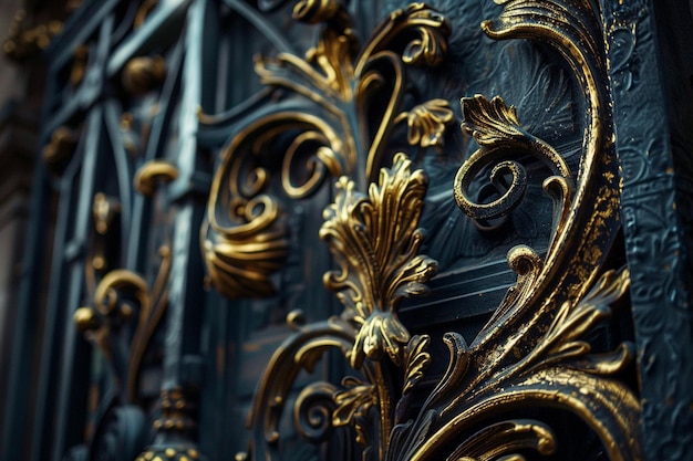 a gold door with a gold design on it