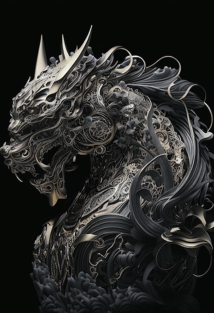 Gold dragon armor art generated by artificial intelligence