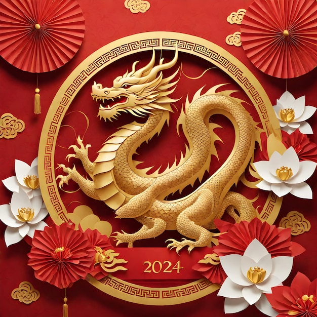 Photo a gold dragon with the year 2012 on it