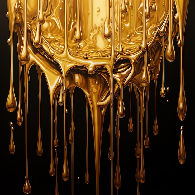 gold droplets gold paint abstract 3d art