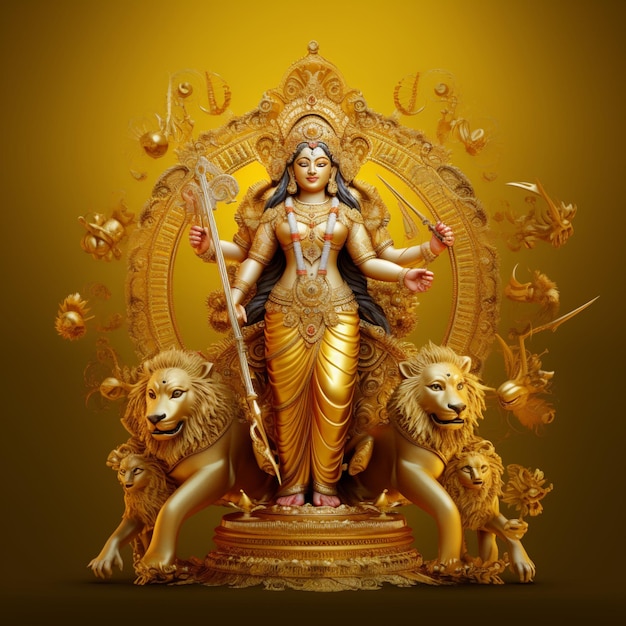 Foto gold durga maa puja idol world stock photo arte generata dall'ia