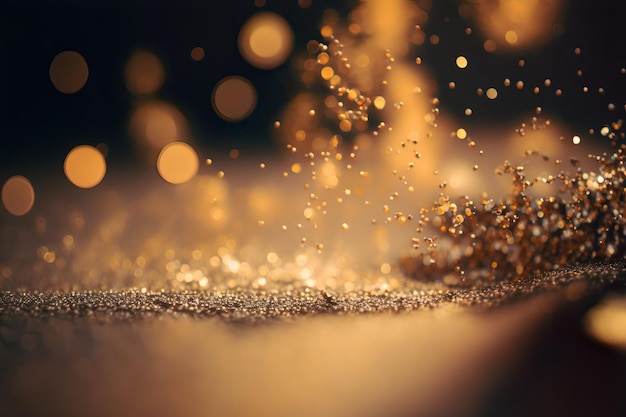 A gold dust explosion on a table