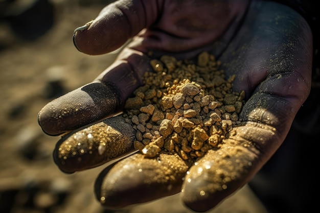 Gold Dust In Miners Palm Smallscale Mining Generative AI