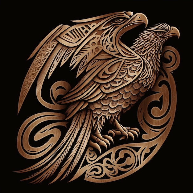 Photo a gold eagle with a black background