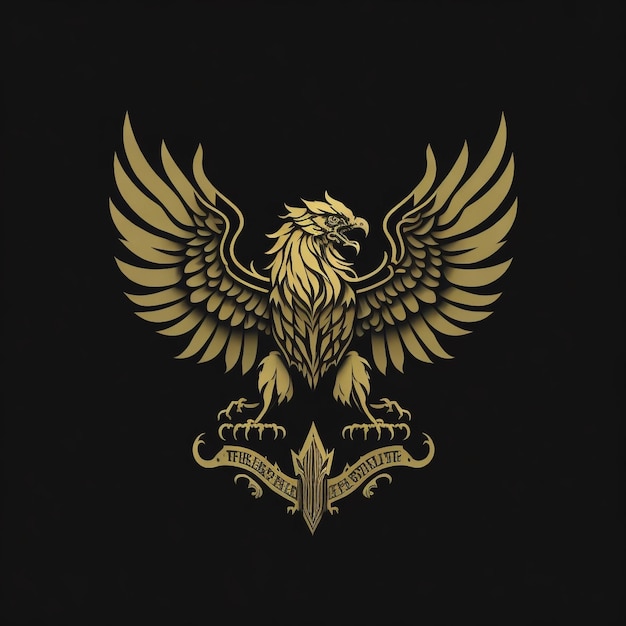 A gold eagle with the word eagle on it