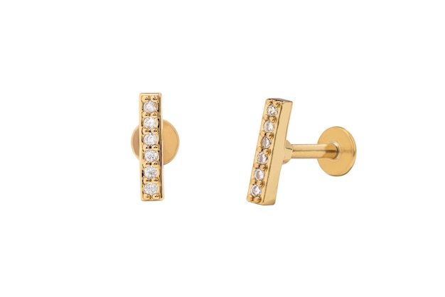 Gold Earring with Topaz and Diamonds stone including clipping path