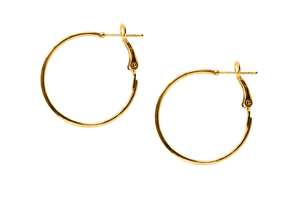 Gold earrings isolated