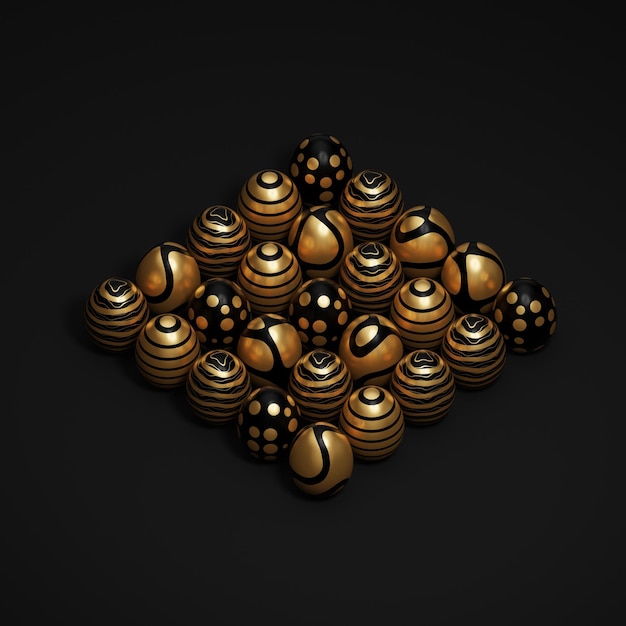 Gold egg isometric 3d render easter illustration