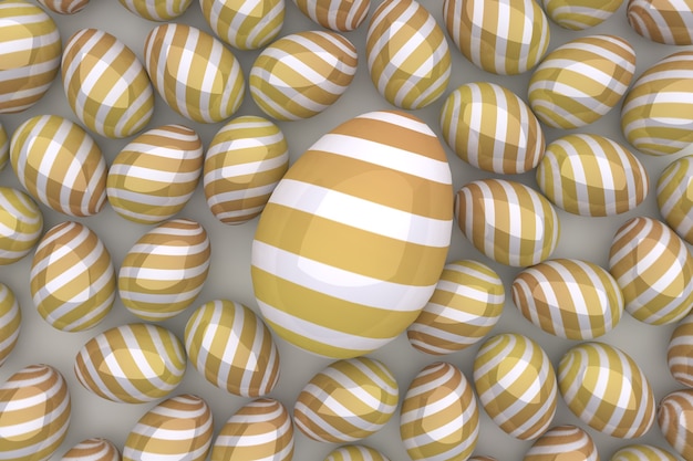 Uova d'oro uno sfondo di pasqua. rendering 3d