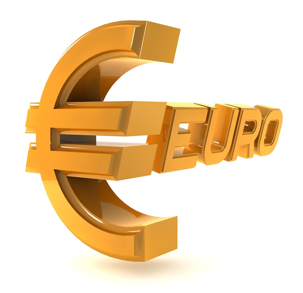 Photo gold emblem euro isolated on a white background