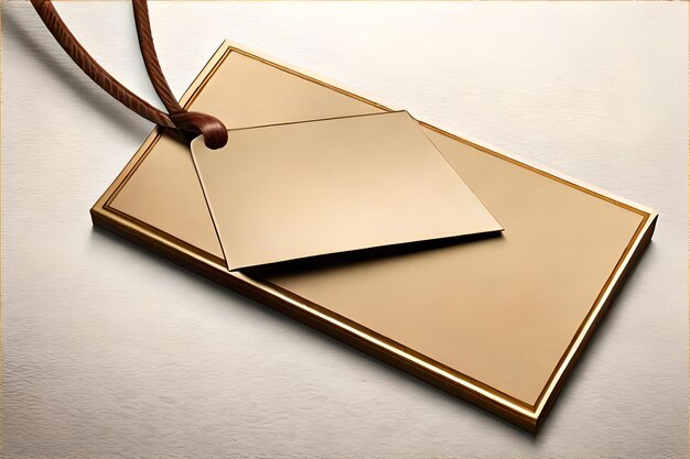 A gold envelope with a ribbon tied around it