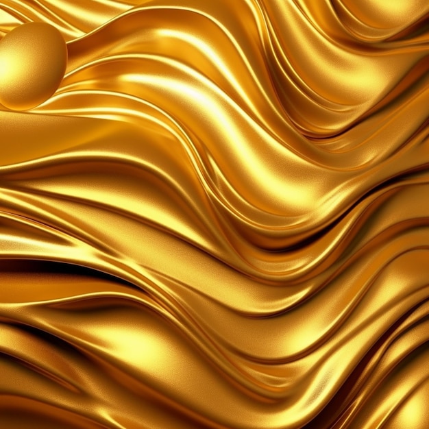 Photo a gold fabric with a pattern of wavy lines.