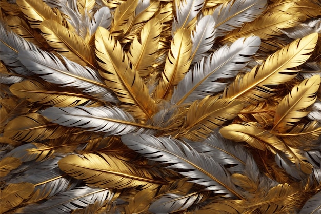 Gold Feather Background Luxury Feather Wallpaper Golden Feathers Background Feather Texture Feathers Background AI Generative