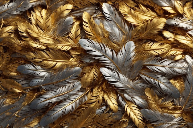 Gold Feather Background Luxury Feather Wallpaper Golden Feathers Background Feather Texture Feathers Background AI Generative