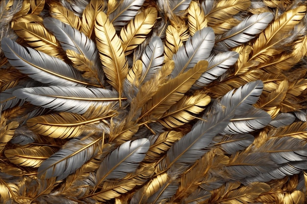 Gold Feather Background Luxury Feather Wallpaper Golden Feathers Background Feather Texture Feathers Background AI Generative