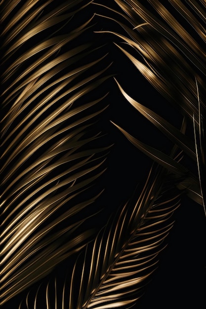 Photo gold feathers on a black background