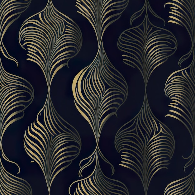 Gold feathers on a dark blue background.