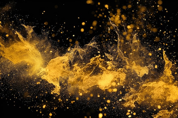 Gold fire on a black background