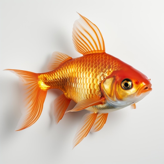 Фото Золотая рыба на белом фоне