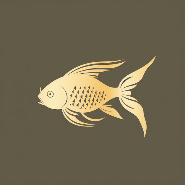 Photo gold fish logo simple flat vector design in beige and green