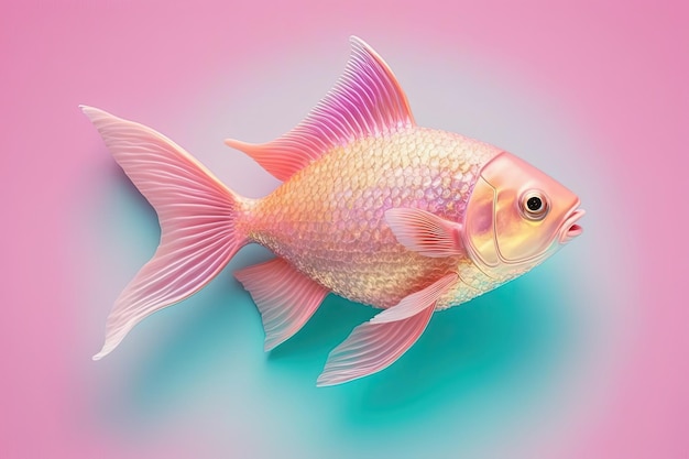 Gold fish portrait on pink and rose gold warm background