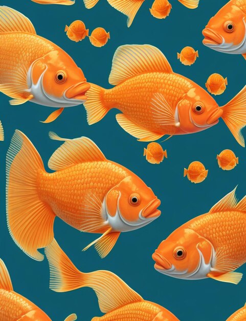 gold fish seamless pattern illustration style background