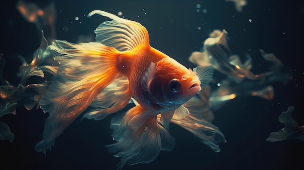 A gold fish swimming in water Generative AI Art